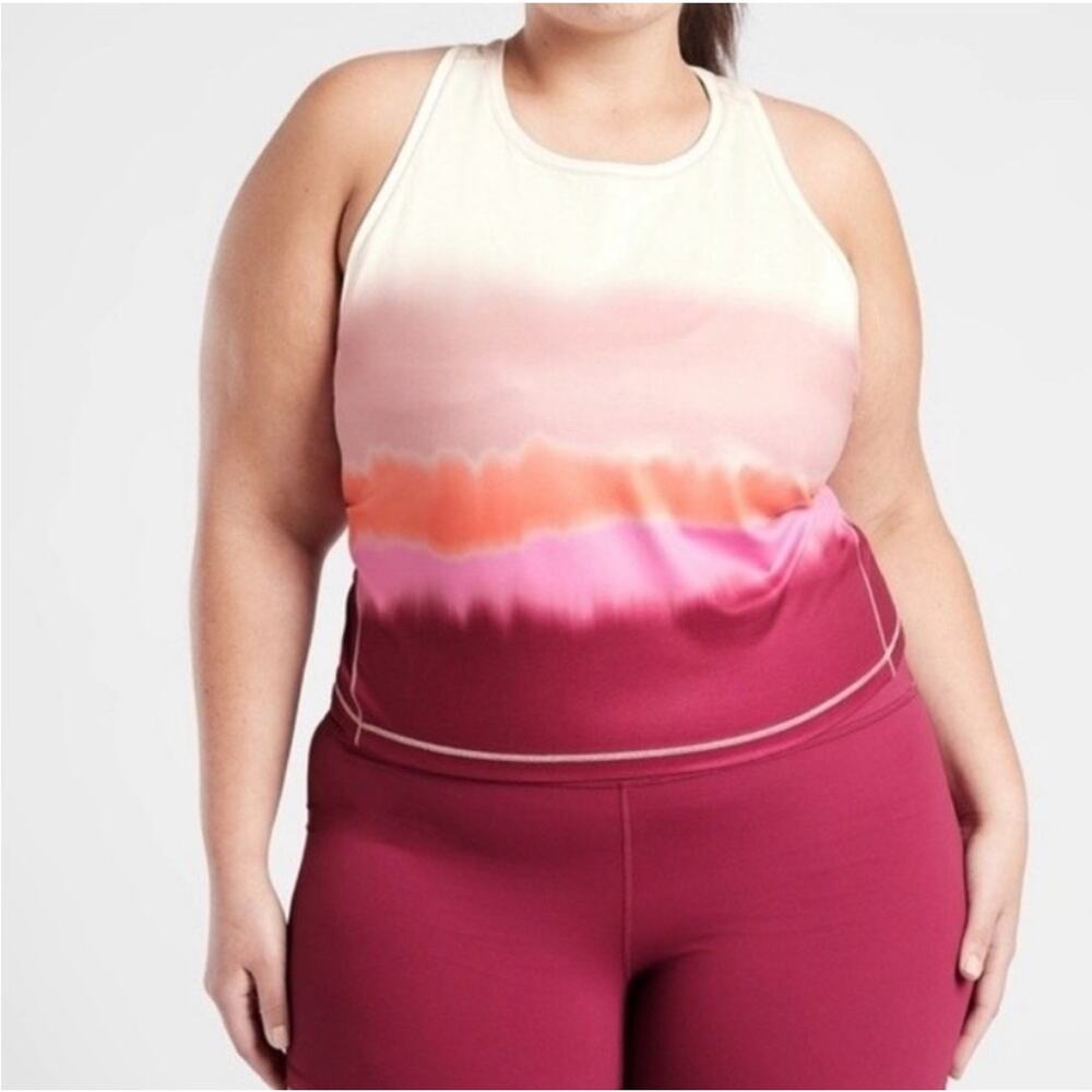 ATHLETA NWT Shanti Printed Crop Tank Top Size 2X Ombre Sea Spray Vintage Plum - Picture 1 of 9